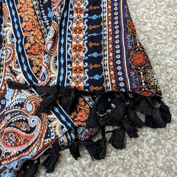 Boho tassel romper v neck short sleeve - Picture 4 of 13